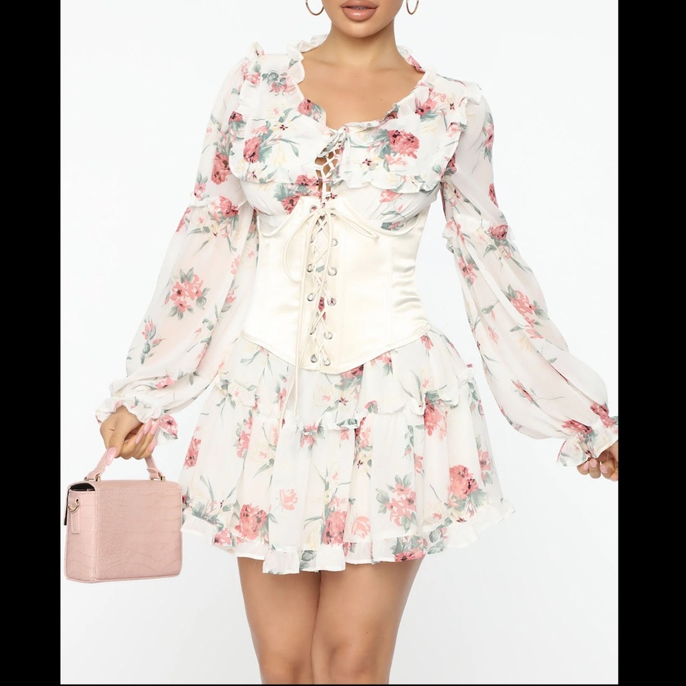 Always you and I floral mini dress- cream
